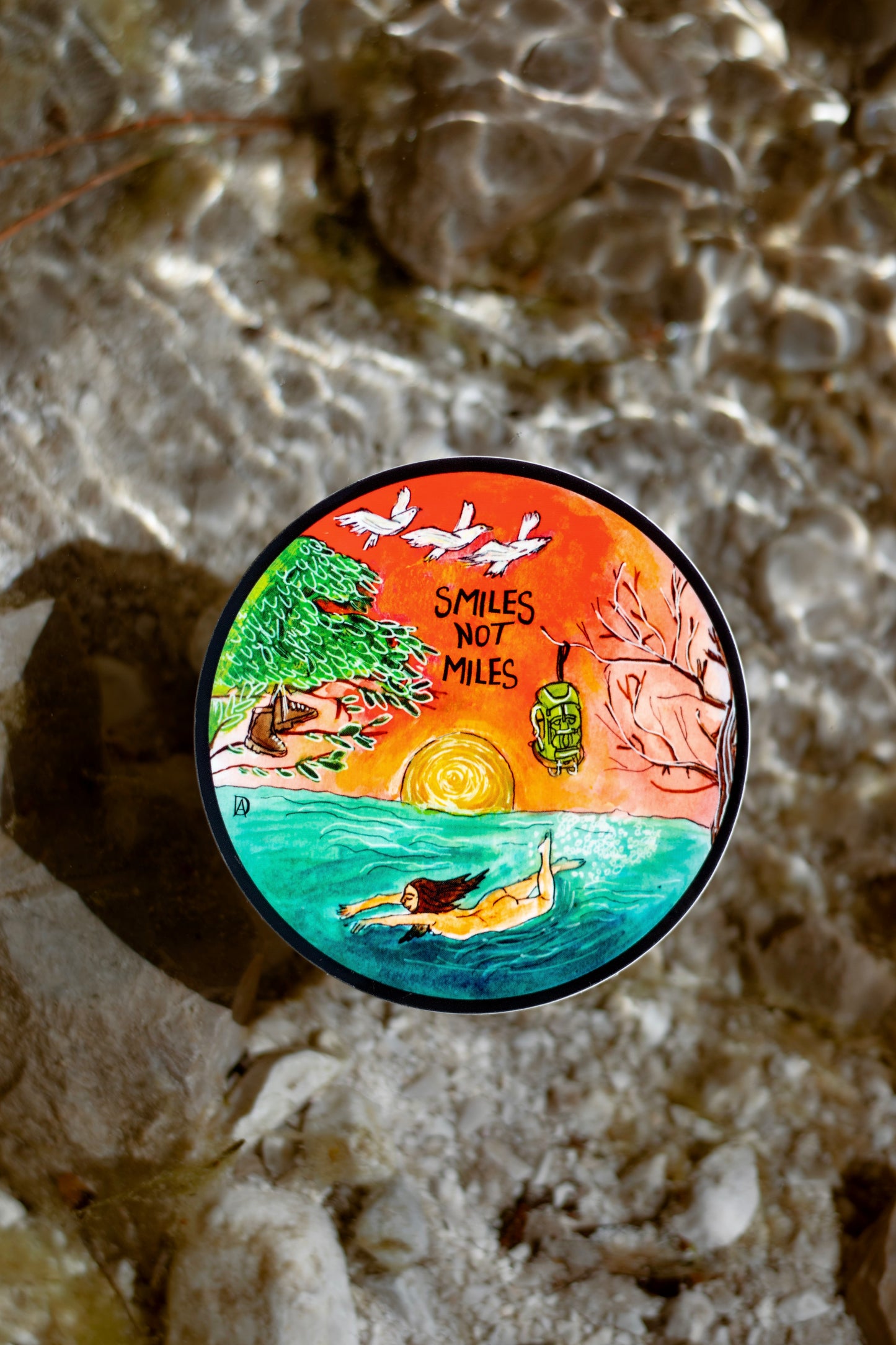 Hiking Sticker: "Smile Not Miles"