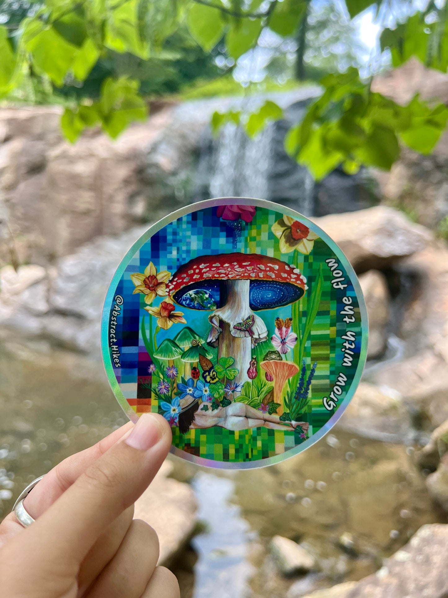 Adventure Sticker: "Grow With The Flow" Holographic Border