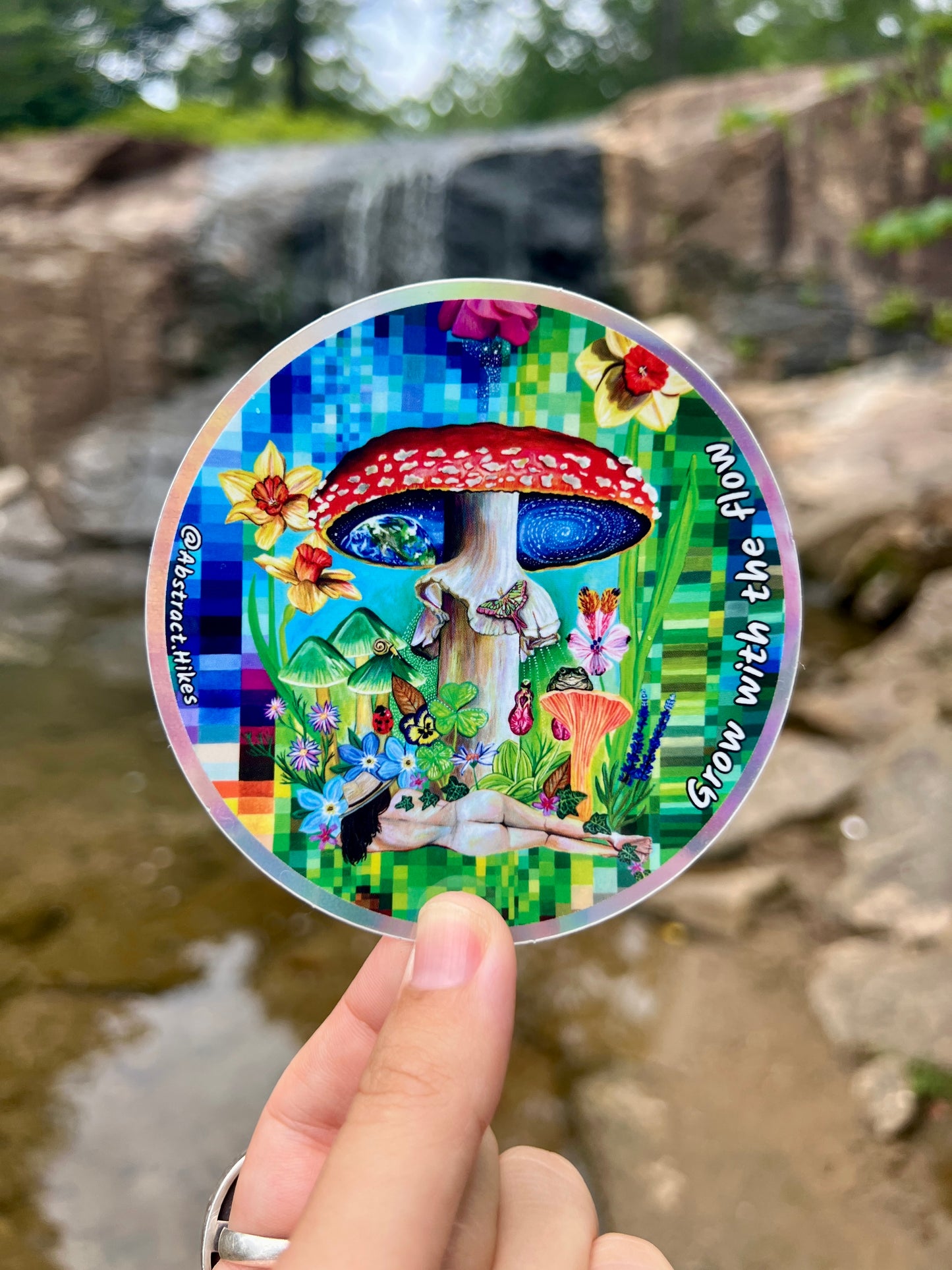 Adventure Sticker: "Grow With The Flow" Holographic Border