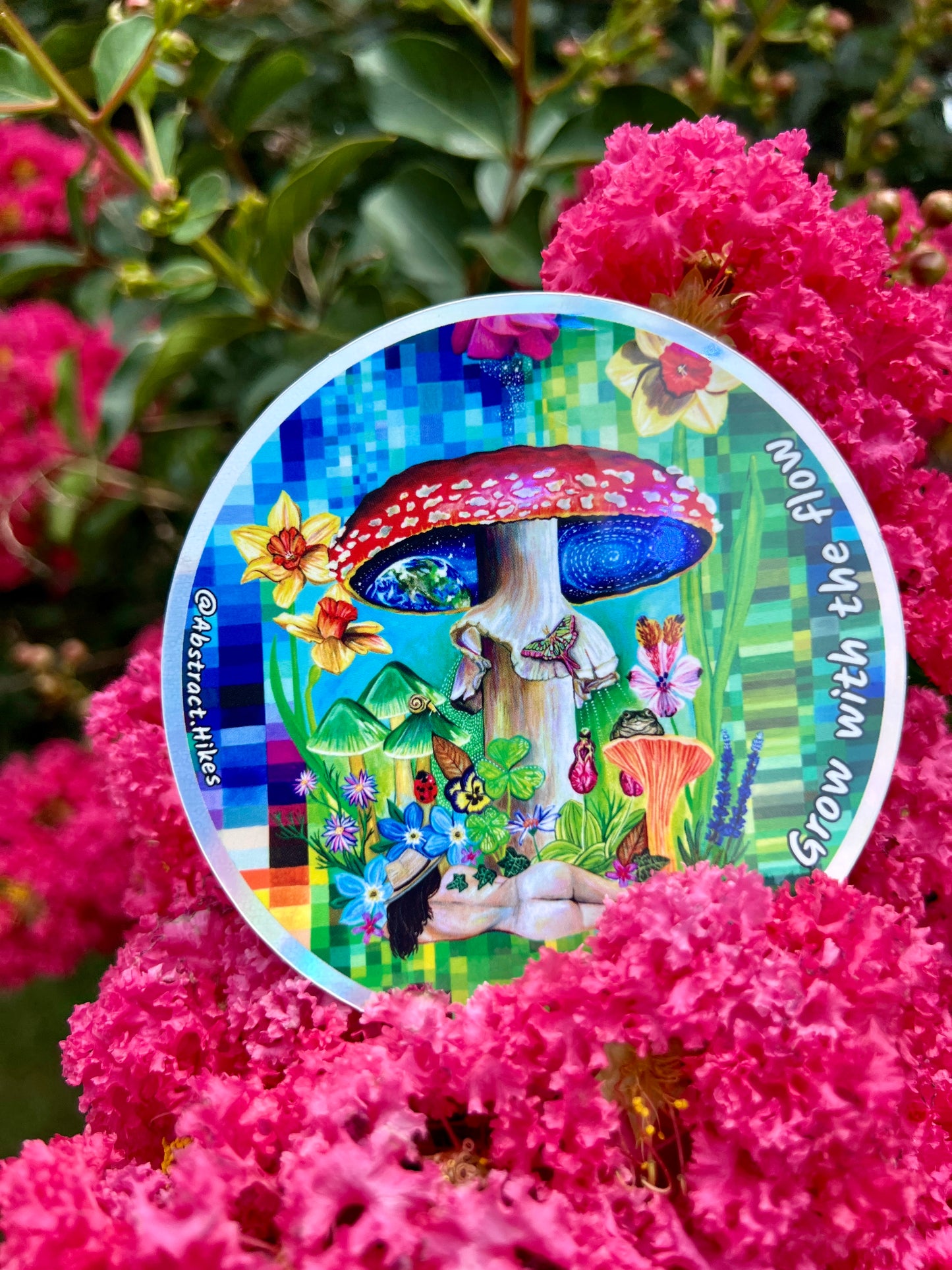 Adventure Sticker: "Grow With The Flow" Holographic Border