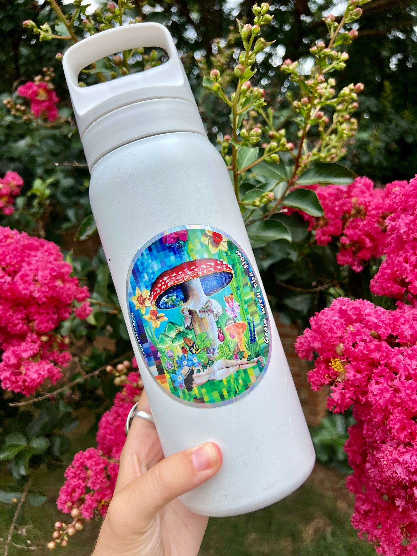 Adventure Sticker: "Grow With The Flow" Holographic Border
