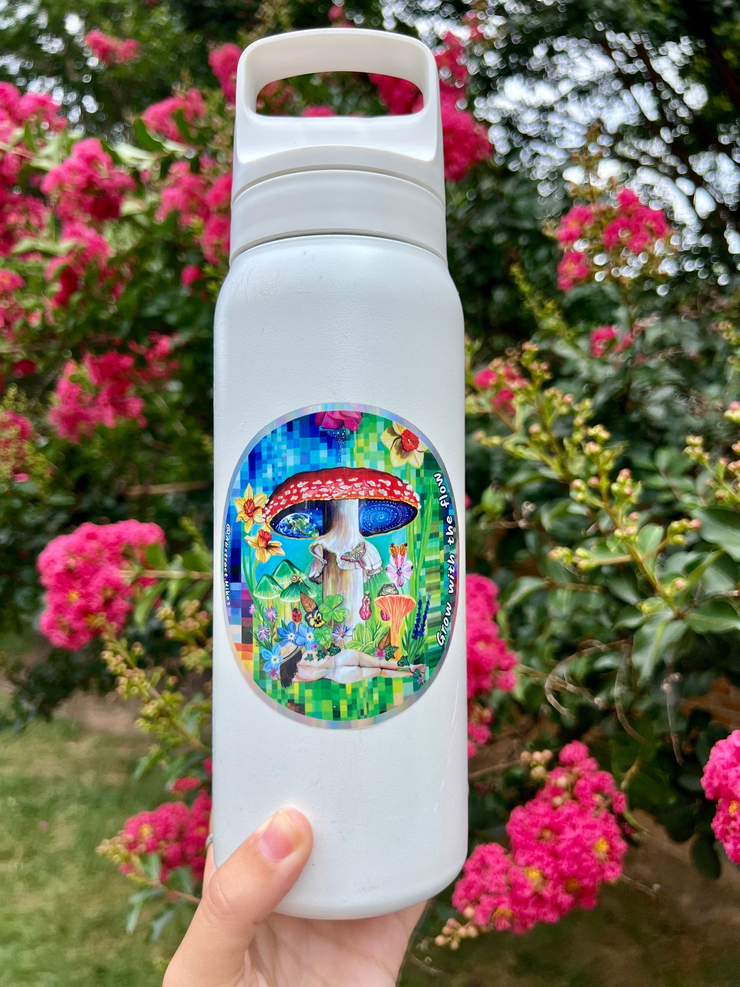 Adventure Sticker: "Grow With The Flow" Holographic Border