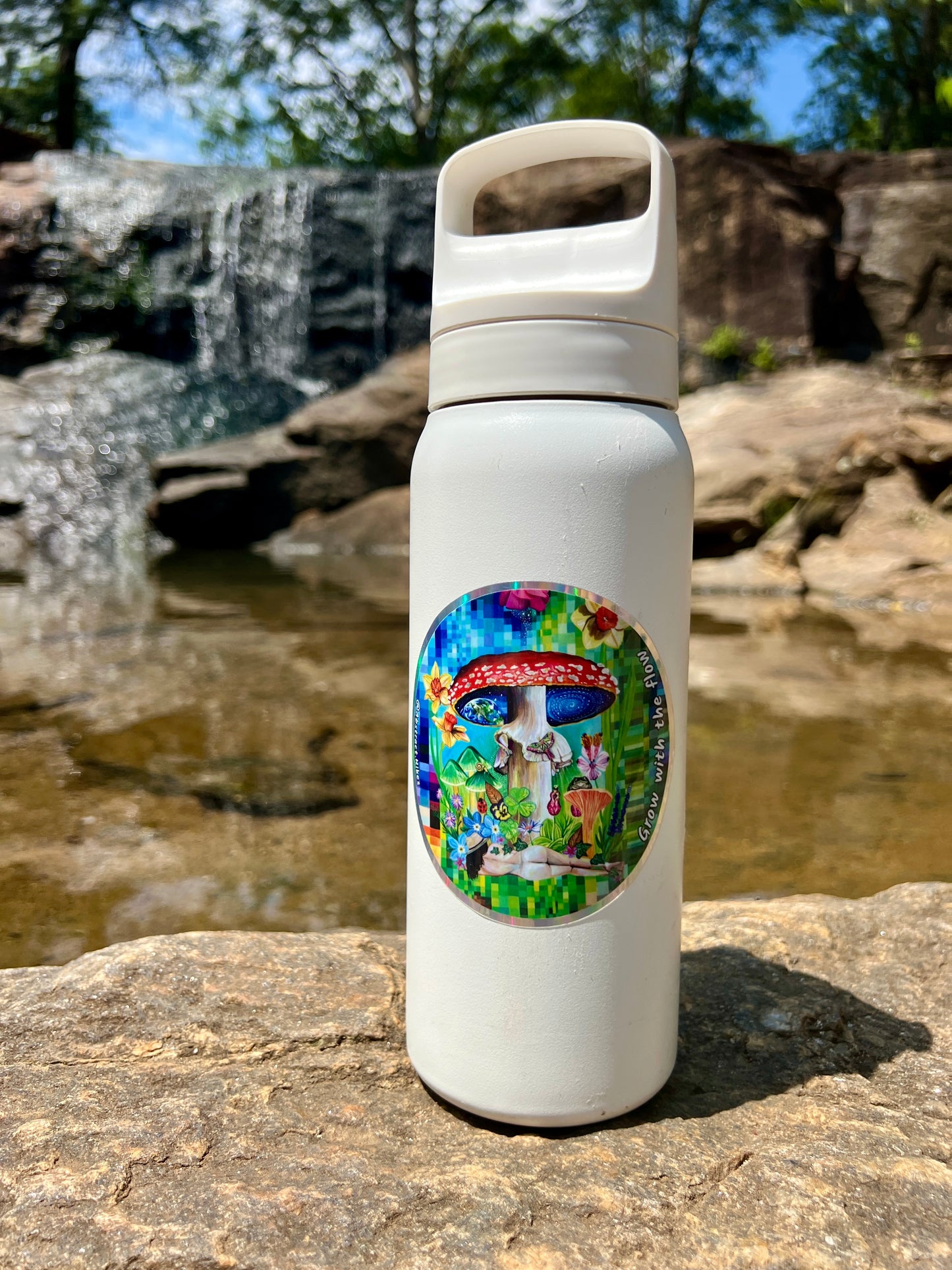 Adventure Sticker: "Grow With The Flow" Holographic Border