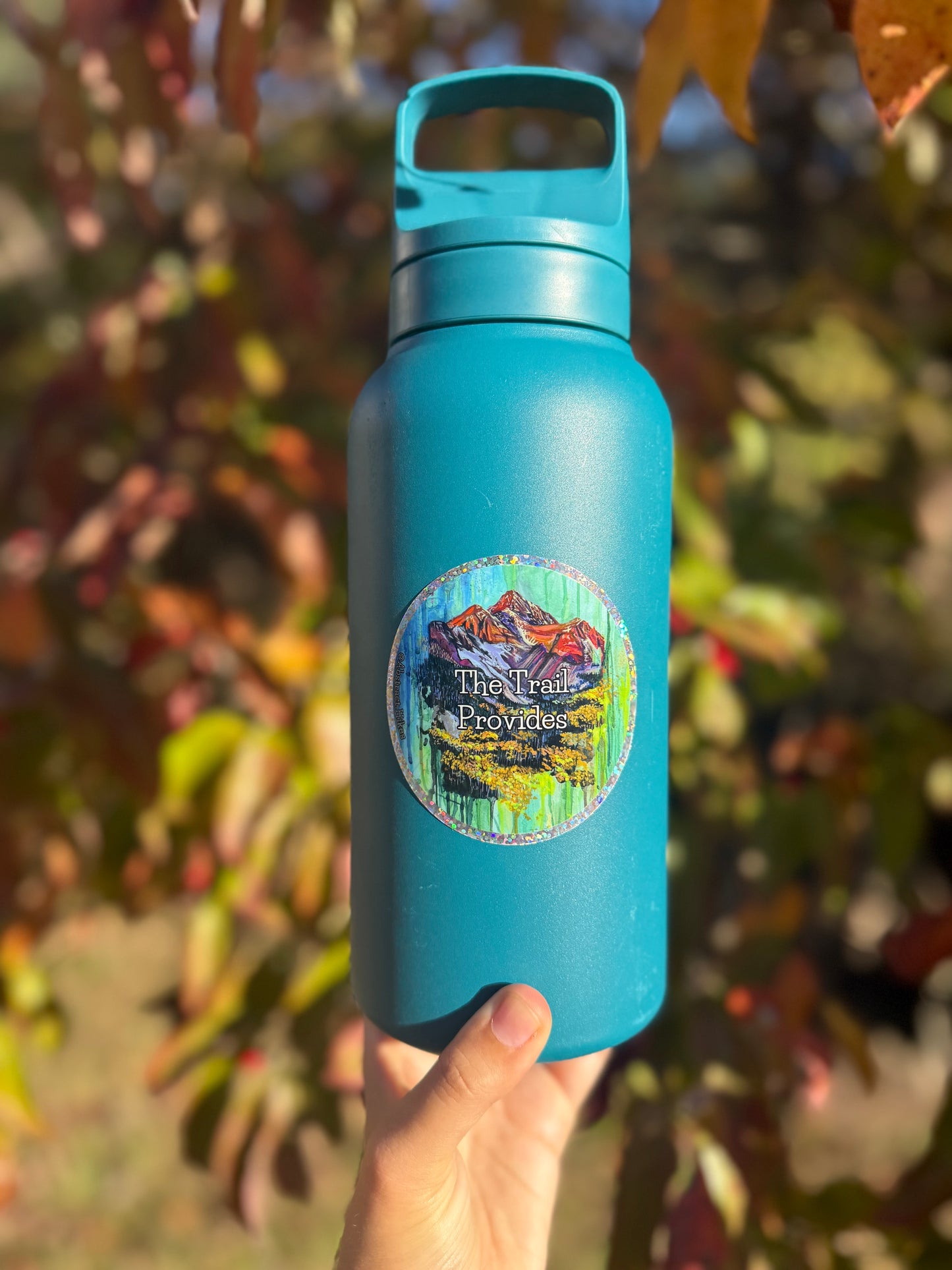 Hiking Sticker: "The Trail Provides" Glitter Border