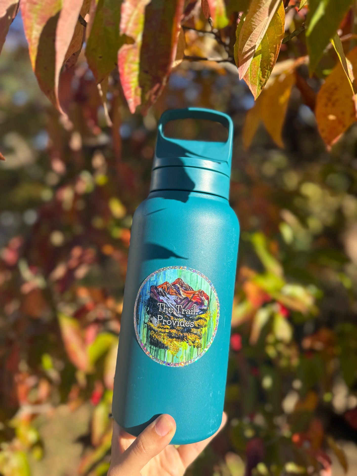 Hiking Sticker: "The Trail Provides" Glitter Border