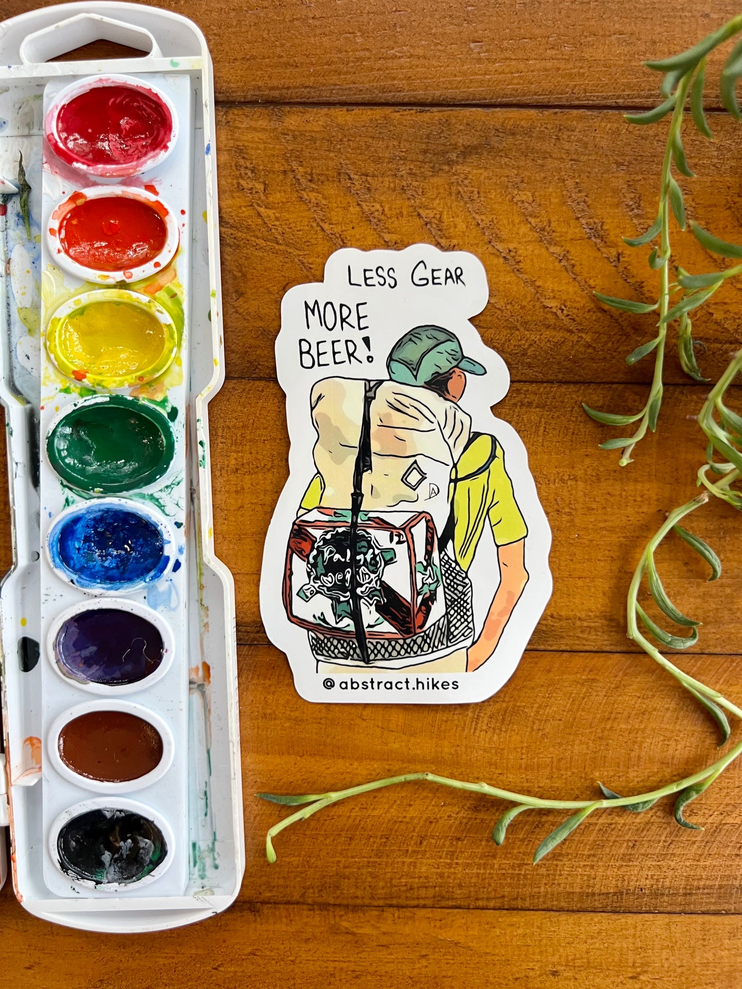 Hiking Sticker: "Less Gear More Beer!"