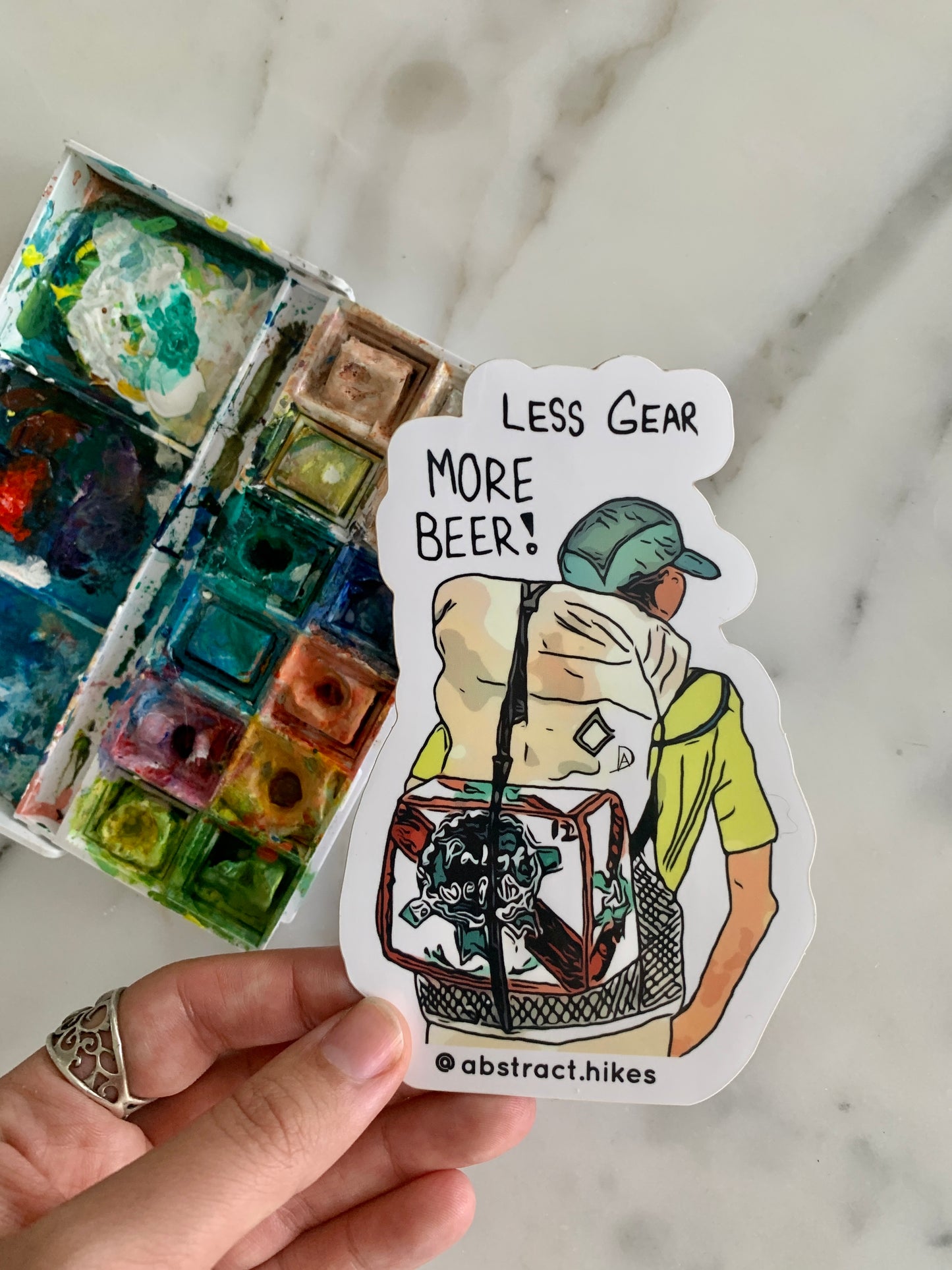 Hiking Sticker: "Less Gear More Beer!"