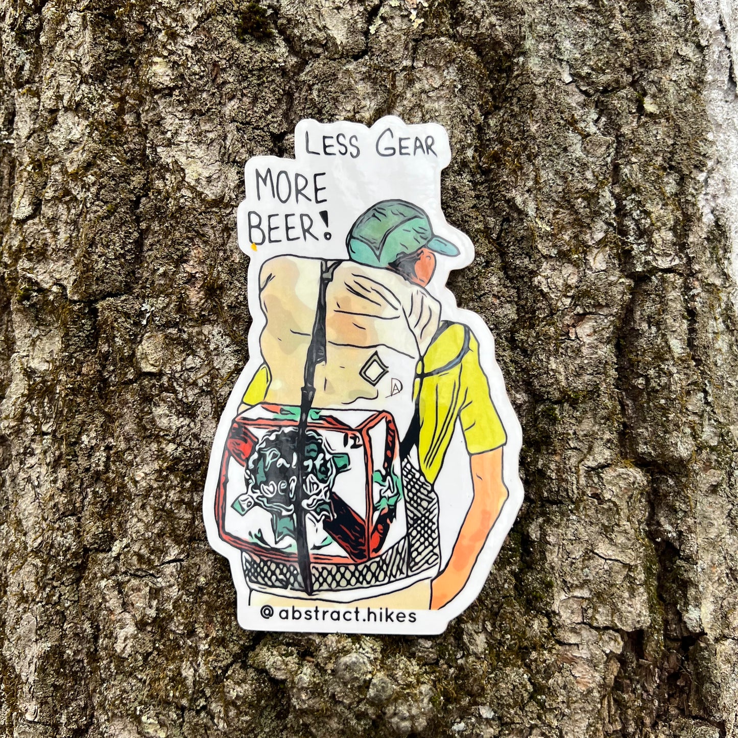 Hiking Sticker: "Less Gear More Beer!"