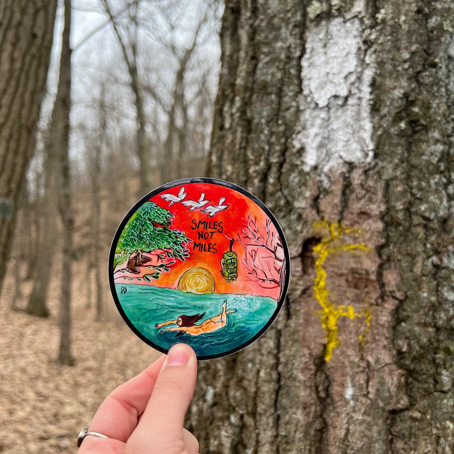 Hiking Sticker: "Smile Not Miles"