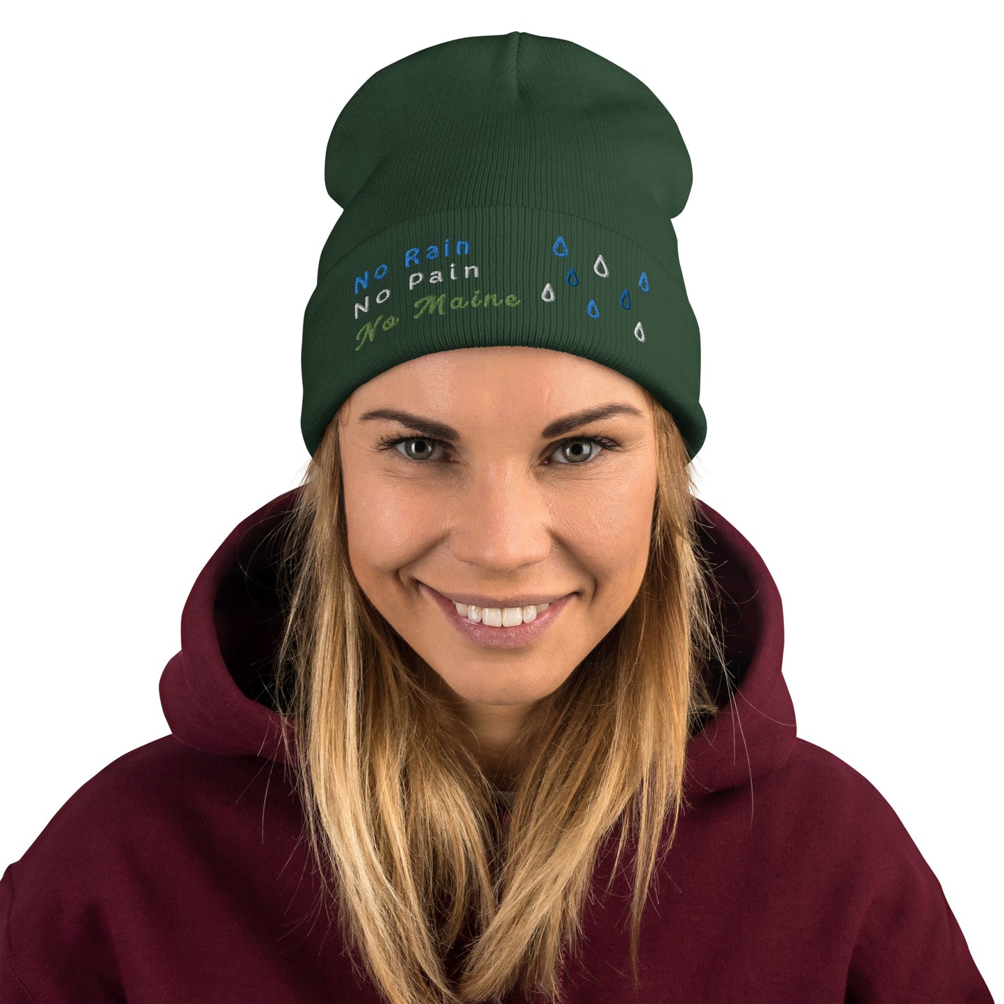 No Rain No Pain No Pain Embroidered Beanie