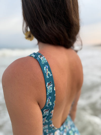 Backpacker Print One-Piece Swimsuit
