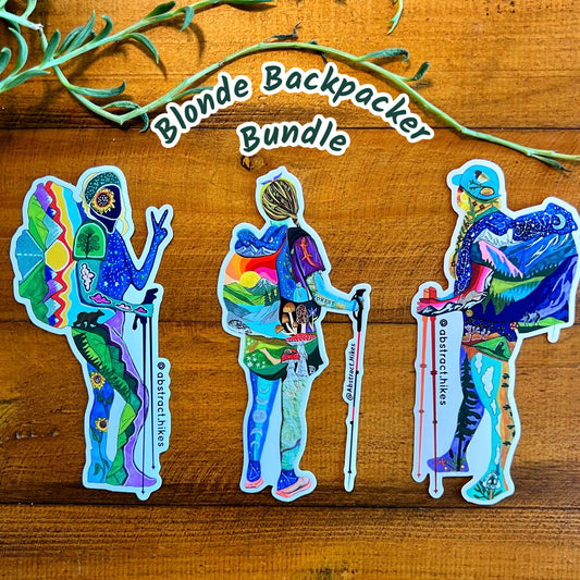 Hiking Stickers: Blonde Backpacker Bundle