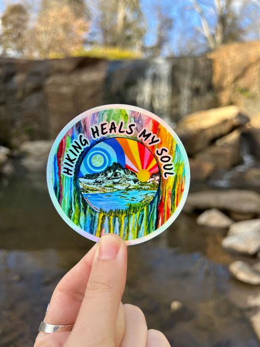 Hiking Sticker: "Hiking Heals My Soul" Holographic