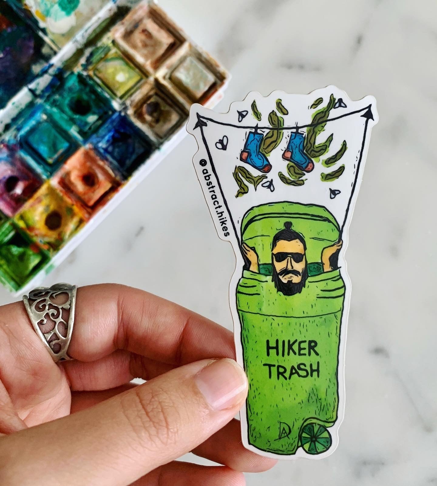 Hiking Sticker: "Hiker Trash Man"